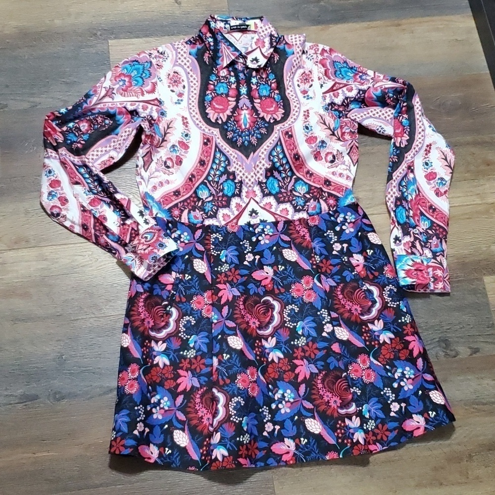 MSGM made in Italy bright floral paisley mini dress long sleeve